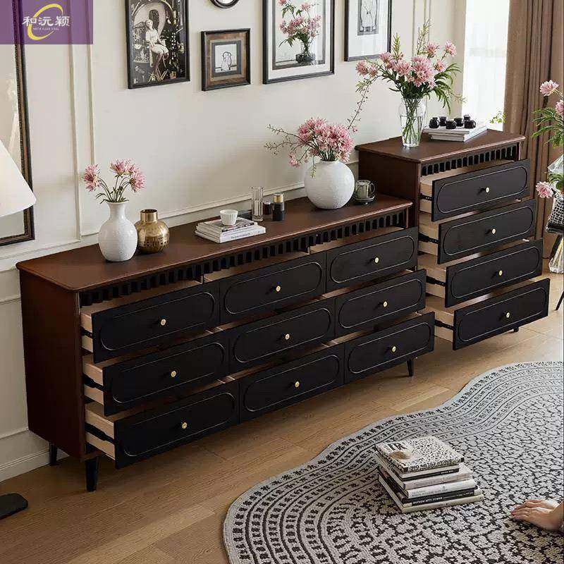 实木复古抽代美式斗柜法HWV现约式五斗柜客简厅卧室储物柜八斗柜