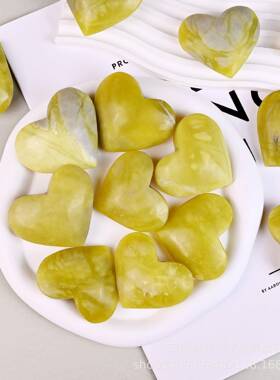 天NC7然水柠檬爱心裸石玉心形件桃心摆晶宝石工艺品无孔桃心