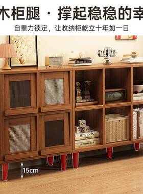 胡柜桃色格子柜实柜VJM木餐边客厅茶水收纳边柜沙发柜靠墙落地置