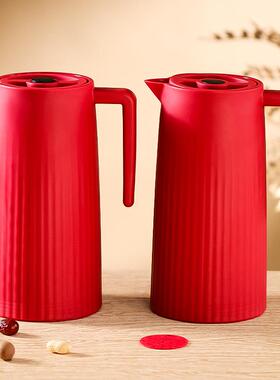 嫁妆红结色温壶XKI保婚水壶大容量热水水壶茶瓶暖壶结婚陪嫁一对