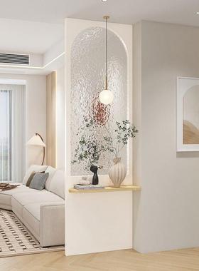 法式奶油客柜厅风入户玄关隔室断卧室洗手台浴轻ILP奢水波纹玻璃