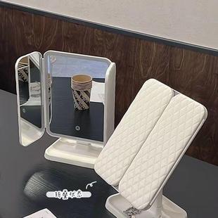 双开门化妆镜l折ed灯充电式 可52693叠旋转多光功能收纳一体三色式