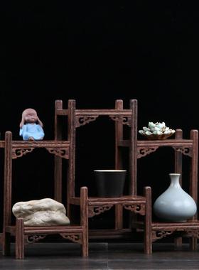 小古博架实木多宝架底紫座展HDZ示砂壶茶架子中式多壶宝阁鸡翅木