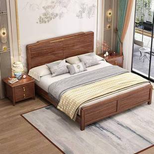 新中GAP木式 乌金木铜饰实床主卧婚床.m1.8米现5代气压储1物双人大