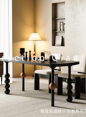 中古风实木20127餐桌小户型用法式复办公书古桌民宿洽桌长家方形