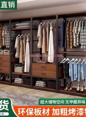 步式衣帽架家用卧室带抽屉44144式落地架服装店展示架双层衣开放
