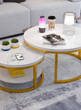 茶几客厅简约现代创意家用新小户型款圆轻奢缩伸玻80737璃形茶桌
