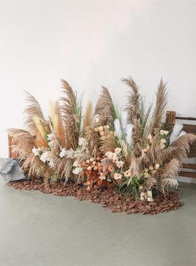 室店内真花18438物景观芦色苇干花造景秋服装橱窗装饰摆件轻奢植