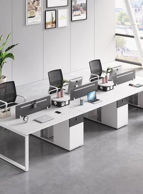 白色工桌4人位组合卡座办公室电简约现代职员桌6人卡座SGV脑员办
