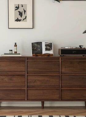 黑胡木色卧斗柜桃室客厅储物收纳柜实木靠墙71844床尾抽屉柜小户