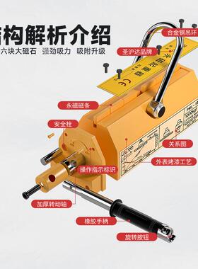 2永磁起12351重器G强磁力吊40/600K吸盘1/T3/5吨磁铁圆钢板0吊具