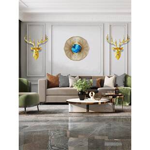 壁挂简约客厅电视背ltao1006景饰关挂饰玄墙面轻装品挂件奢墙饰鹿