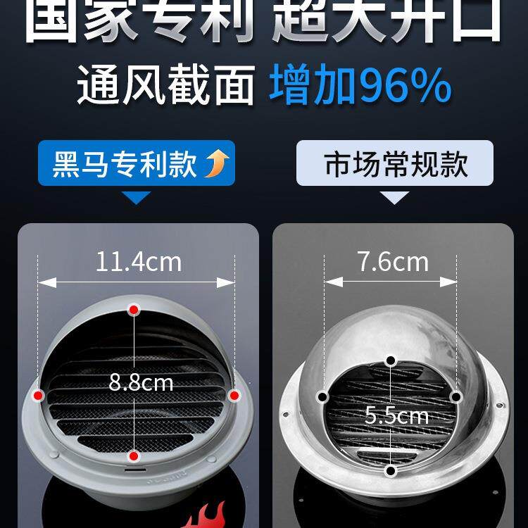 油烟机烟管外罩卫间排气口出风新风1001罩不钢风出帽生外墙风口防