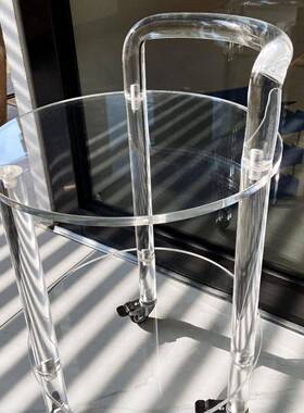 带轮亚克边桌酒吧kvt服务MVX车装双层圆形桌家力居饰置物茶几