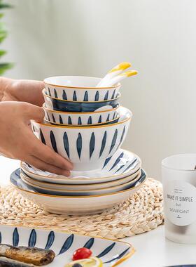 XNW日式用碟陶瓷餐个性创意碗碗具碟饭碗家拉面碗盘子餐具套装