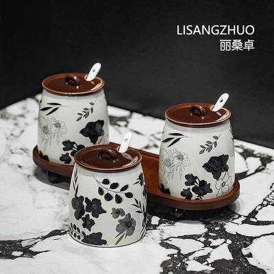法罐式用中古风厨罐房品调味调料盐糖味精家用GBR复古陶瓷收纳罐
