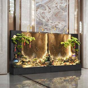 水幕墙屏风花山园造景水户QSB外公司酒店别墅庭院假鱼池喷流泉大