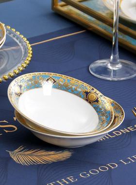 吐骨头盘碟碟家用蘸料碟醋轻46276寸奢骨5英小盘子骨瓷深碟吃碟碟