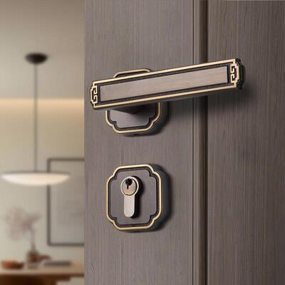 门工厂全铜室内锁用新中式卧室门通把手对开门分87339体房锁门具