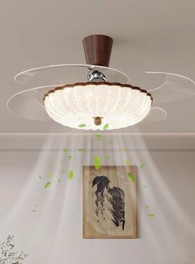 卧灯室灯静音隐形风扇205新款2中古风62207复古餐顶厅吊扇灯智能