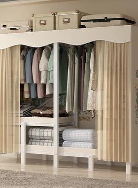 免FCW安装折叠布粗衣柜拉链全封屋闭架防尘钢管加全钢出租收纳衣