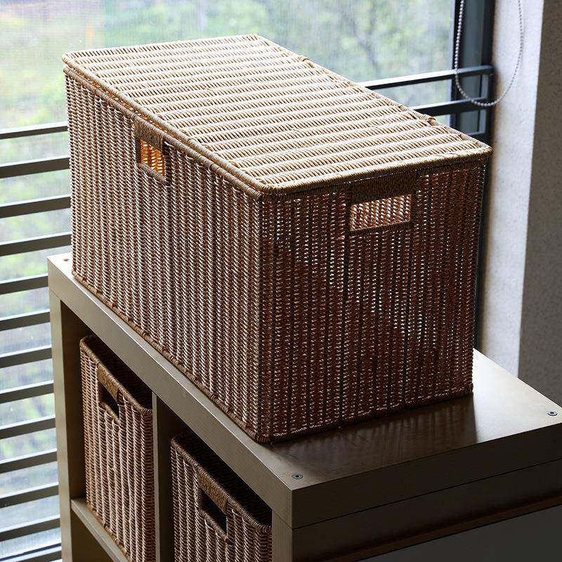 收纳箱有仿编理储物箱橱整柜K003404藤抽屉衣服编织衣物收纳筐子