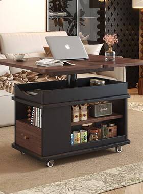 客厅VBE升边降茶几可移动沙折发边叠小推车家用多功能收纳桌一几