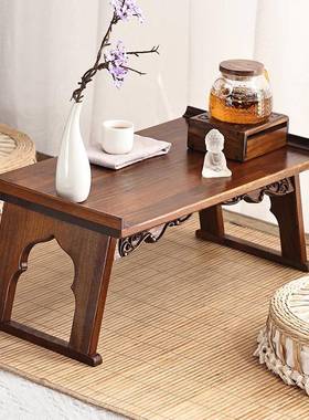 中实木榻榻米小茶叠几式飘窗炕桌子窗台可折桌矮HND桌阳台小新款