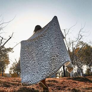 半边绒豹纹毯毛线配毯子发沙盖毯软毯装搭线YUW子布罗艾