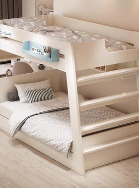 儿童床上下同22909宽双床两实木架大人层上铺木床交错式高层下低