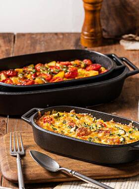 炉箱用专盘双耳陶瓷烤盘芝士焗饭盘创烤意方形商用烤碗微波烘VVJ