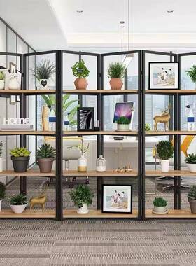屏风书室架LVI办公花架置物架铁展艺隔工业风置物架示断架陈列架