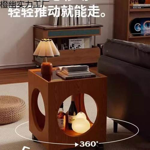 可移动中古茶几边几客柜厅沙发角几边方茶几边桌小ZIY推车茶几置