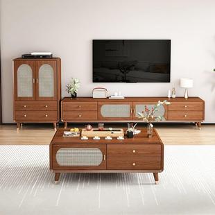 复古木框茶几电视柜API一体家边现用代简约小户型储物柜客厅实柜