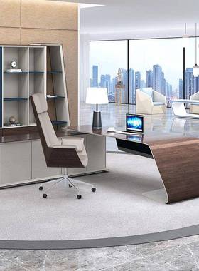 烤人漆老办公桌大班台37932主管经理老总裁桌大气单办公桌板椅组