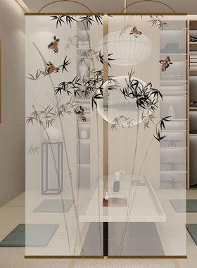 新中式水竹双面透景屏帘风中式纱卷隔断帘挂69356帘窗帘纱帘透光