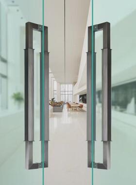 高档加厚不锈钢管直纹拉手璃门有方玻框商场超门91645长大把手