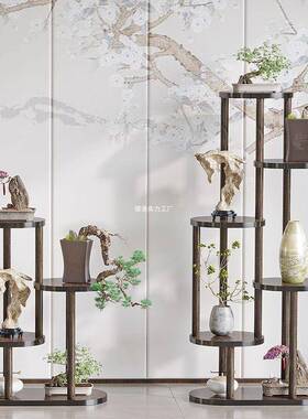 中式仿古架加高架子花室内家花用古风置物托架客厅79615阳台盆架