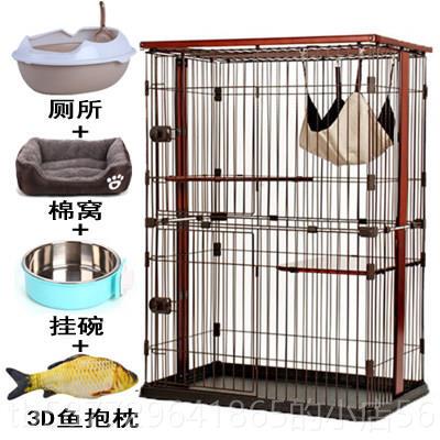 正品出豪猫咪笼子大号笼家华用特大双层三层实口木猫木质猫别墅猫
