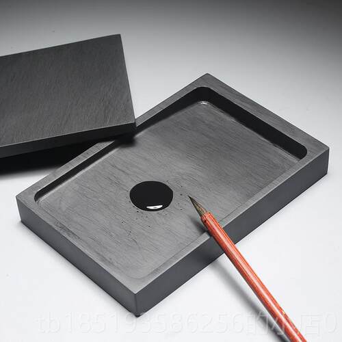 高档安歙火砚 方形带盖天然原石砚台墨海不干墨锅砚书法专用高档