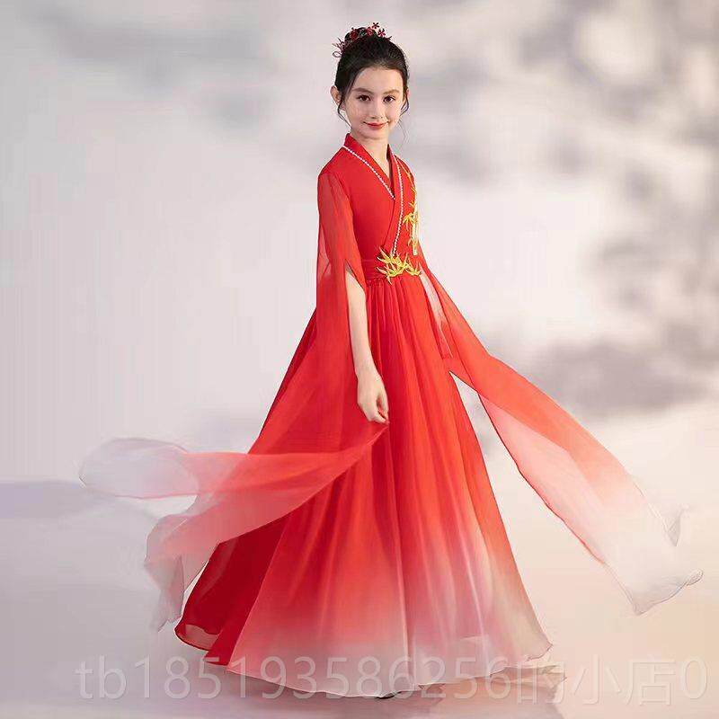 高档2024新款儿童礼高端女童弹演古筝演出服合服唱持表服装中国风