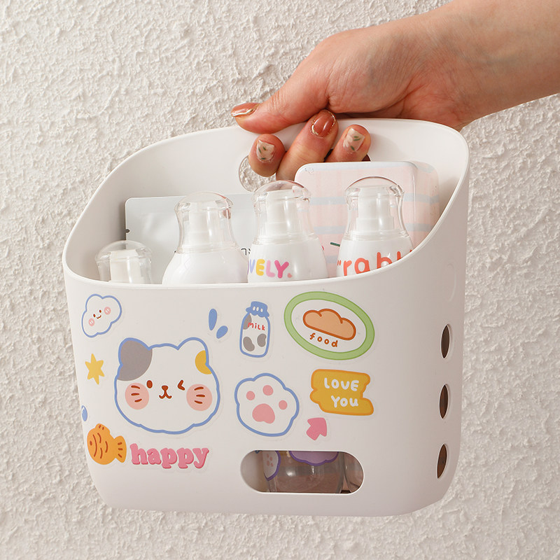 手提洗澡小篮子洗漱用品收纳挂篮浴室洗浴筐桌面收纳沐浴悬挂置物