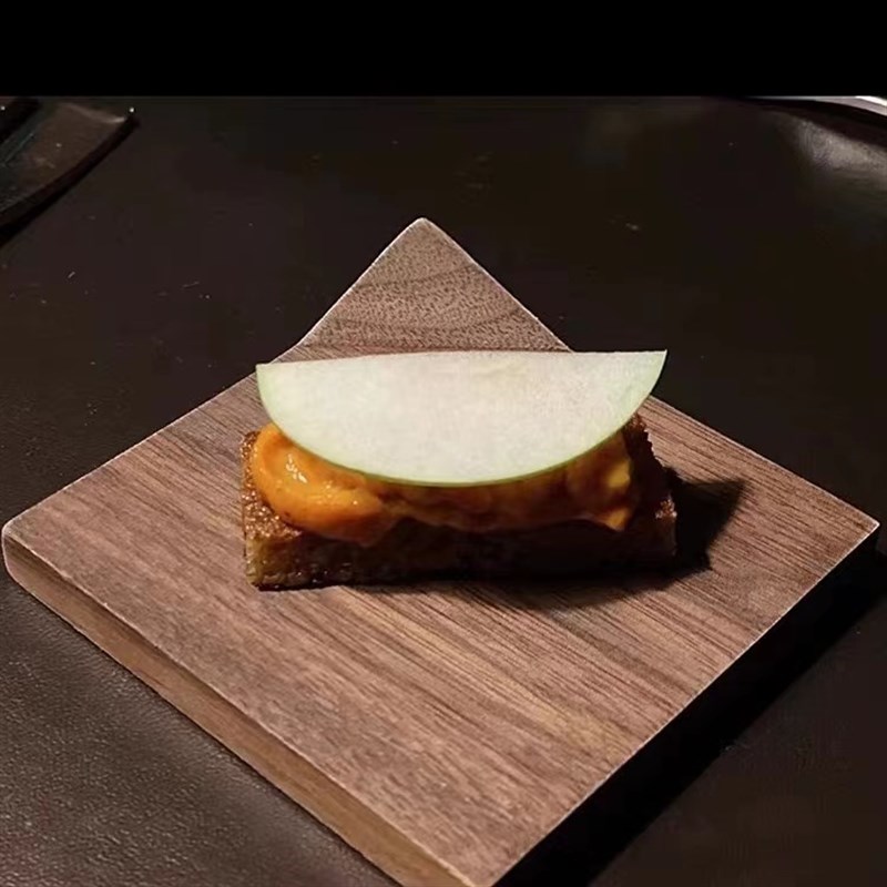 西餐厅创意境木碟餐具碟黑胡桃木杯垫折角点心盘个性分子料理餐垫
