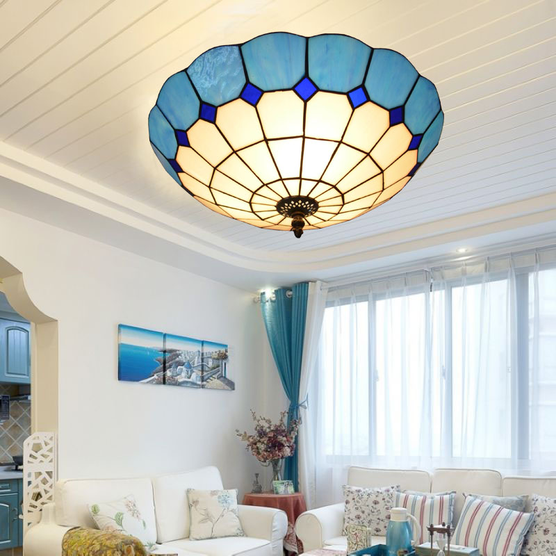 蒂凡尼灯简约现代卧室书房餐厅客厅地中海风格玻璃儿童房吸顶灯具