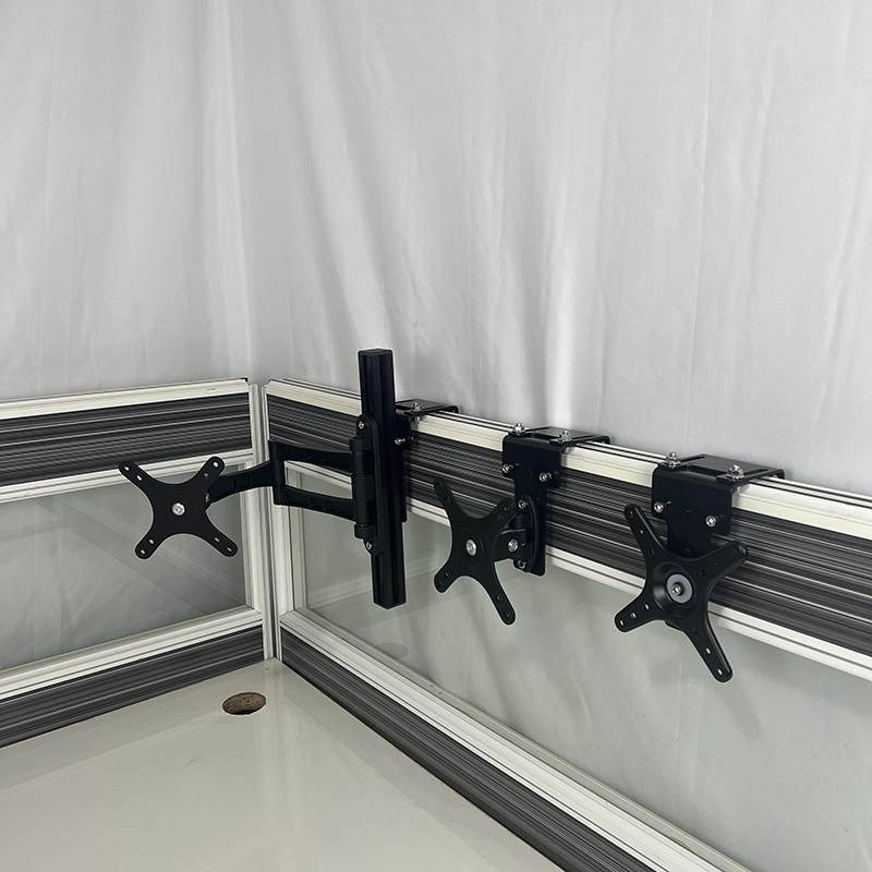 电脑显示器屏风挂架旋转伸缩升降增高悬挂工位隔断转角显示器支架