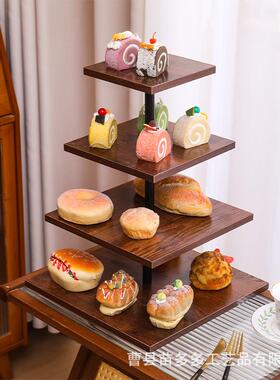 意木质架蛋糕架复古餐桌甜品分层式MDD-1104下午茶面盘包餐实木创