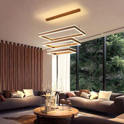 梦迪现代风灯客厅极灯餐厅格简约卧室灯具创意长方形大吊气无MDDS