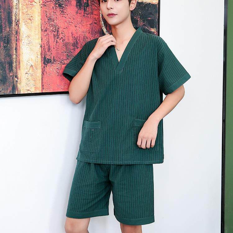 高端定F96S66J5 制汗蒸服男士全纯棉女款情侣汉蒸服足疗浴大码桑