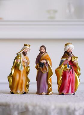 欧式创天使圣诞马槽组诞生桌面意摆件装现代家居书WTJ62515房饰客