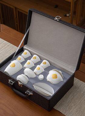 陶瓷功夫具套装羊脂玉茶泡茶具全套57640德化白瓷梅兰竹菊高档茶